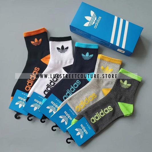 ADlDAS ANKLE SOCKS MULTICOLOR (5 PAIRS)