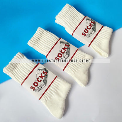 High Quality Plain White Socks (3 Pairs)