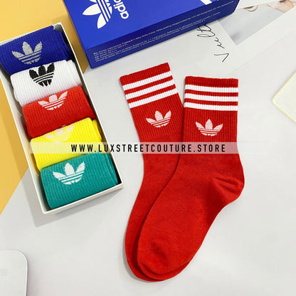 ADlDAS CREW SOCKS MULTICOLOR ( 5 PAIRS )