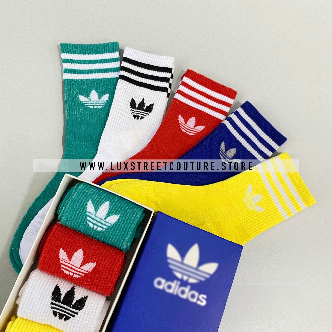 ADlDAS CREW SOCKS MULTICOLOR ( 5 PAIRS )