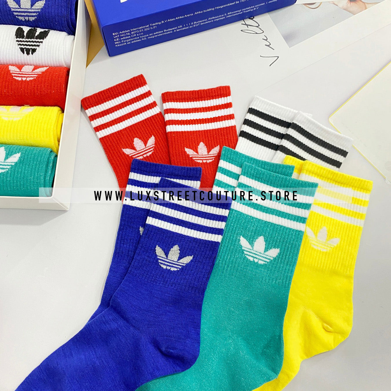 ADlDAS CREW SOCKS MULTICOLOR ( 5 PAIRS )